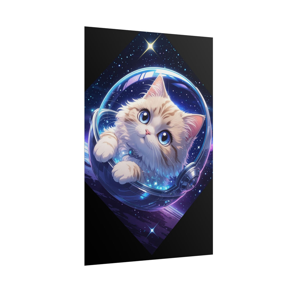 Space Kitty Poster — 'Kitty Kat in Space' Cute Astronaut Cat Wall Art