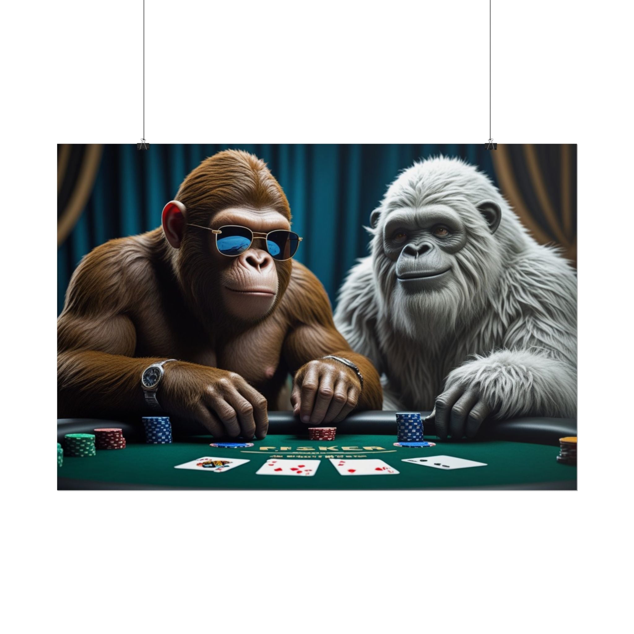 Big Foot and Yeti Playing for Keeps Rolled Poster