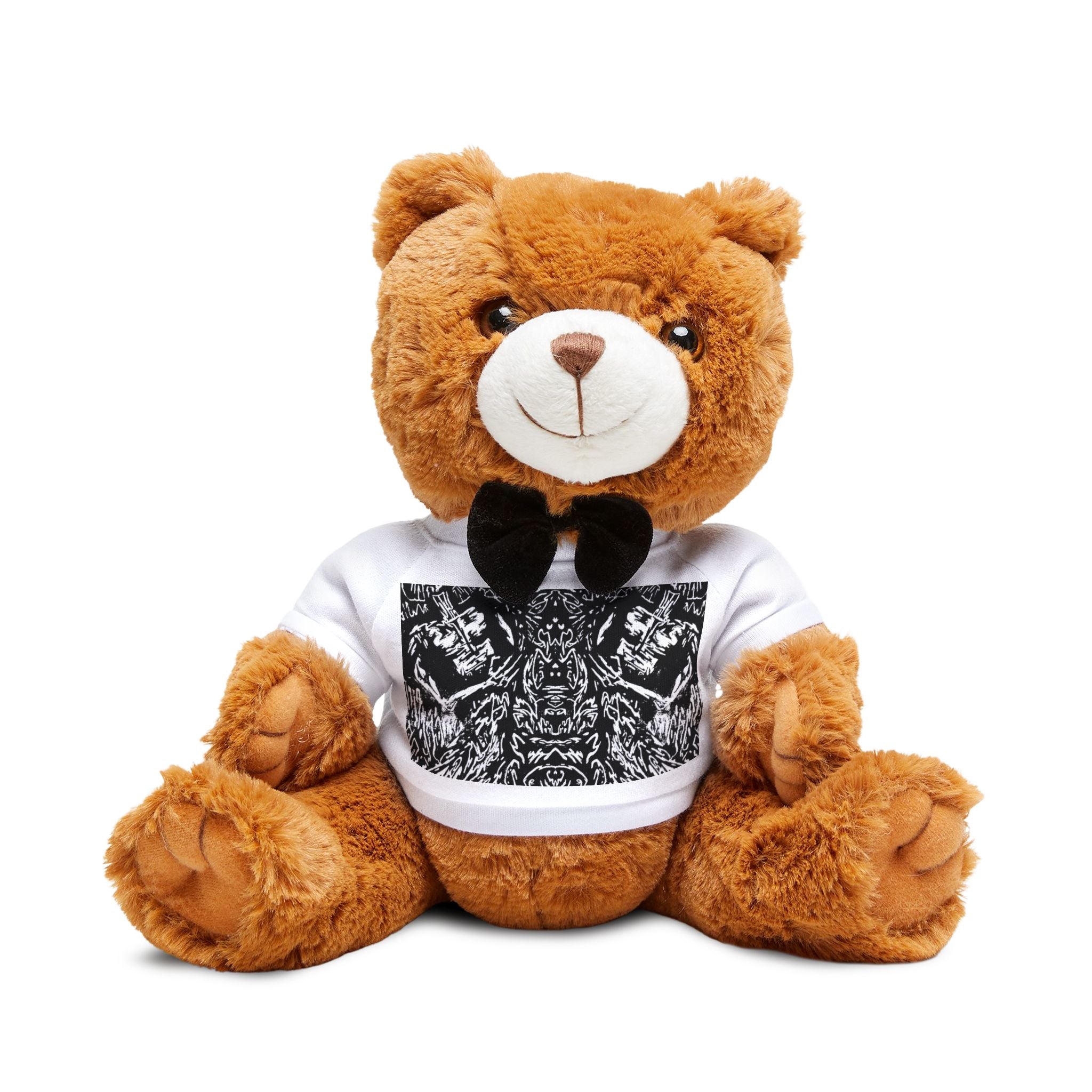 Jon John Cute Brown Teddy Bear with Graphic Tee — Plush Stuffed Animal Gift