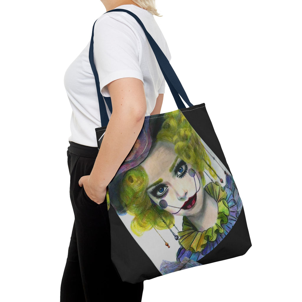 Clown Portrait Tote Bag — Colorful Watercolor Jester AOP Tote