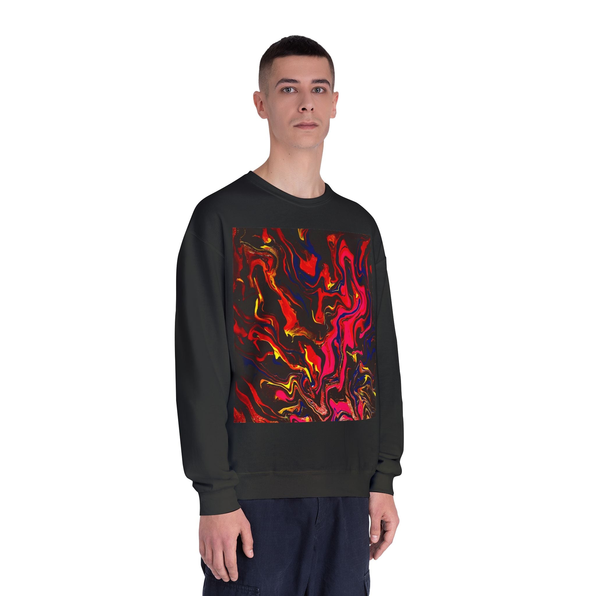 Crewneck Sweatshirt — Abstract Red & Gold Swirl Art Prin.t another S,S, Original