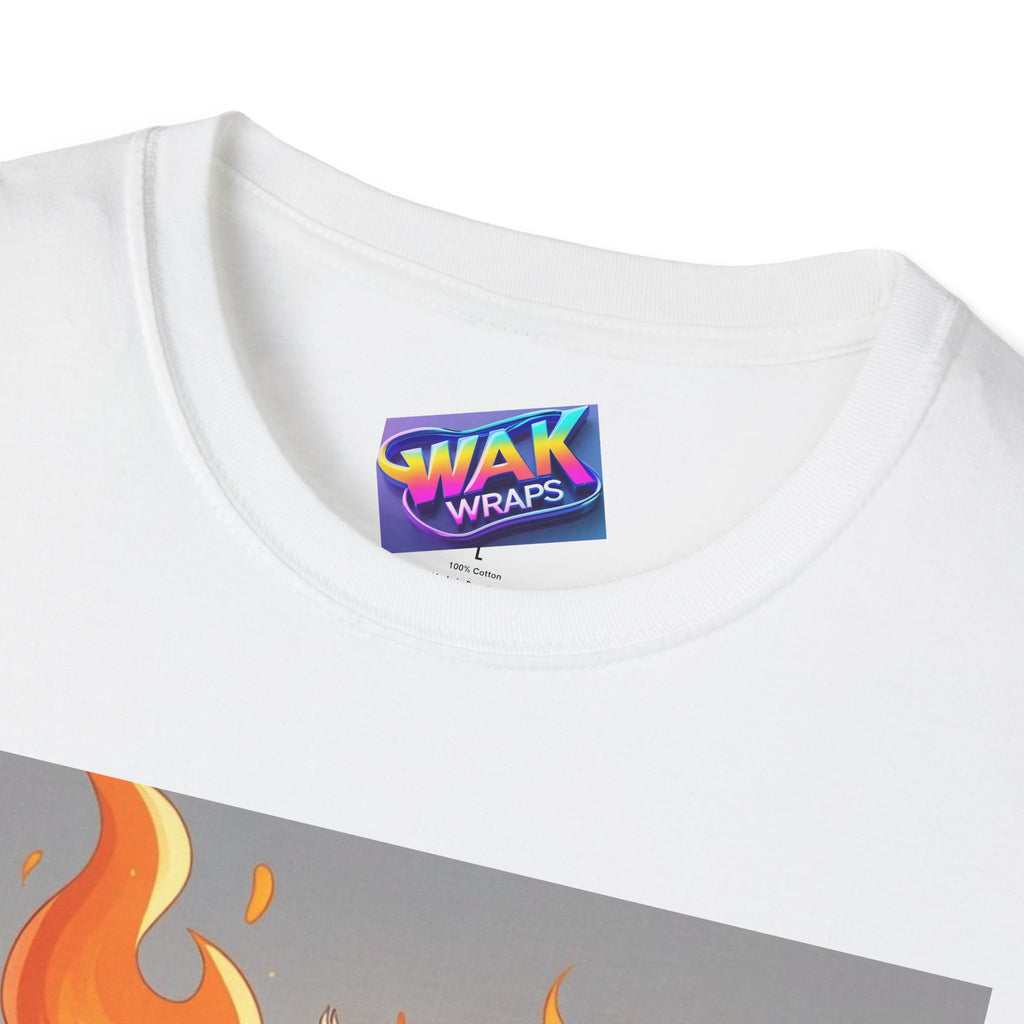 Hot Baby Chick on Fire Hugs Pussycat Graphic T-Shirt