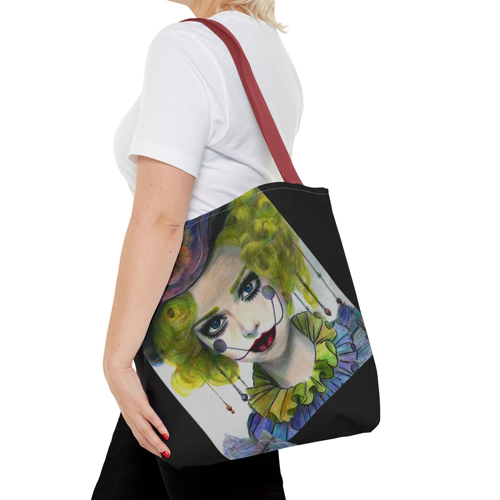 Clown Portrait Tote Bag — Colorful Watercolor Jester AOP Tote