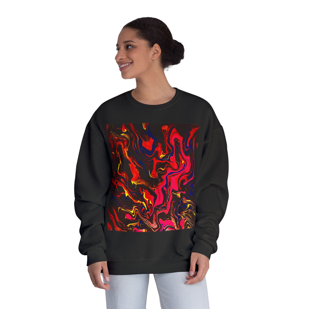 Crewneck Sweatshirt — Abstract Red & Gold Swirl Art Prin.t another S,S, Original