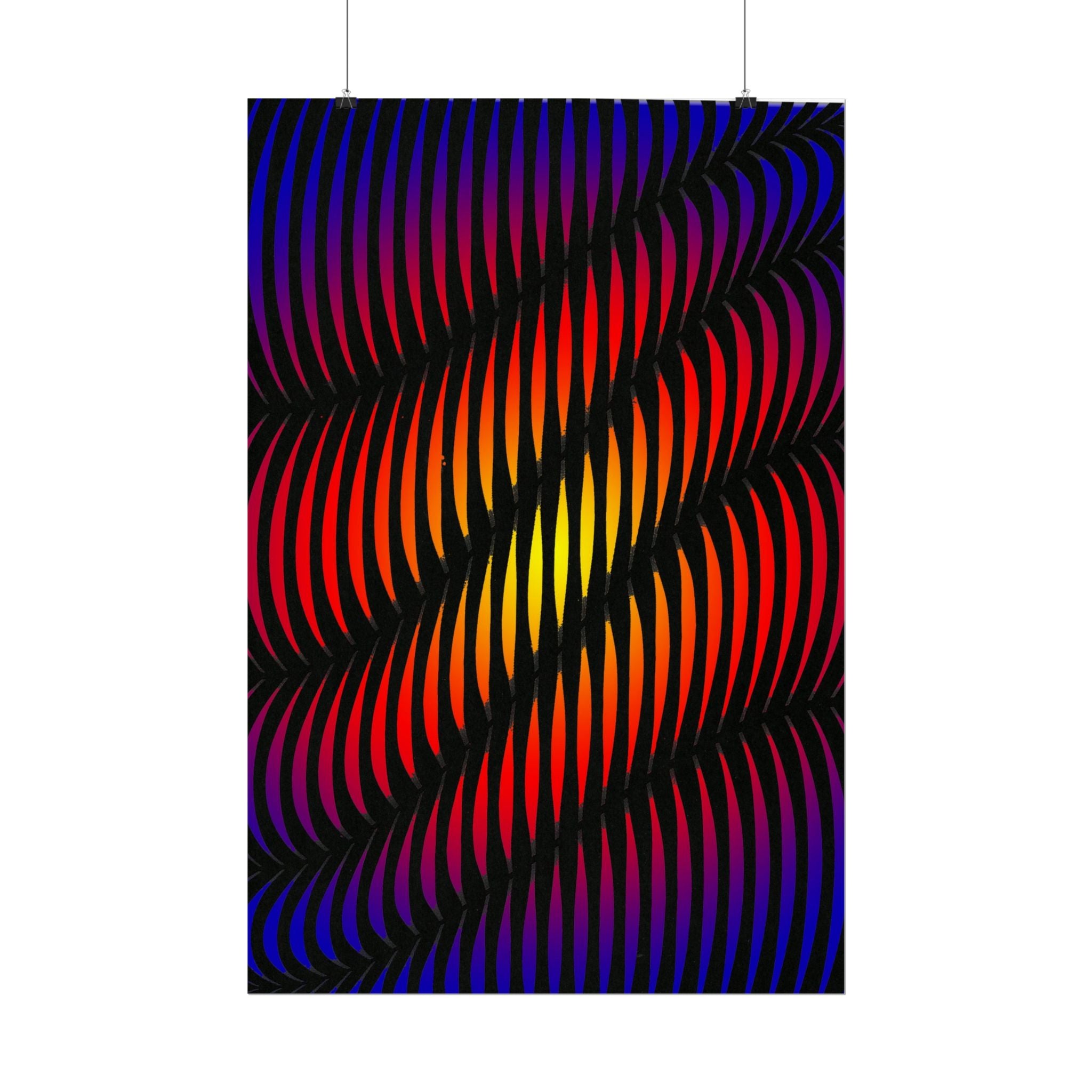 Abstract Optical Wave Poster — Psychedelic Gradient Art Print (Rolled)