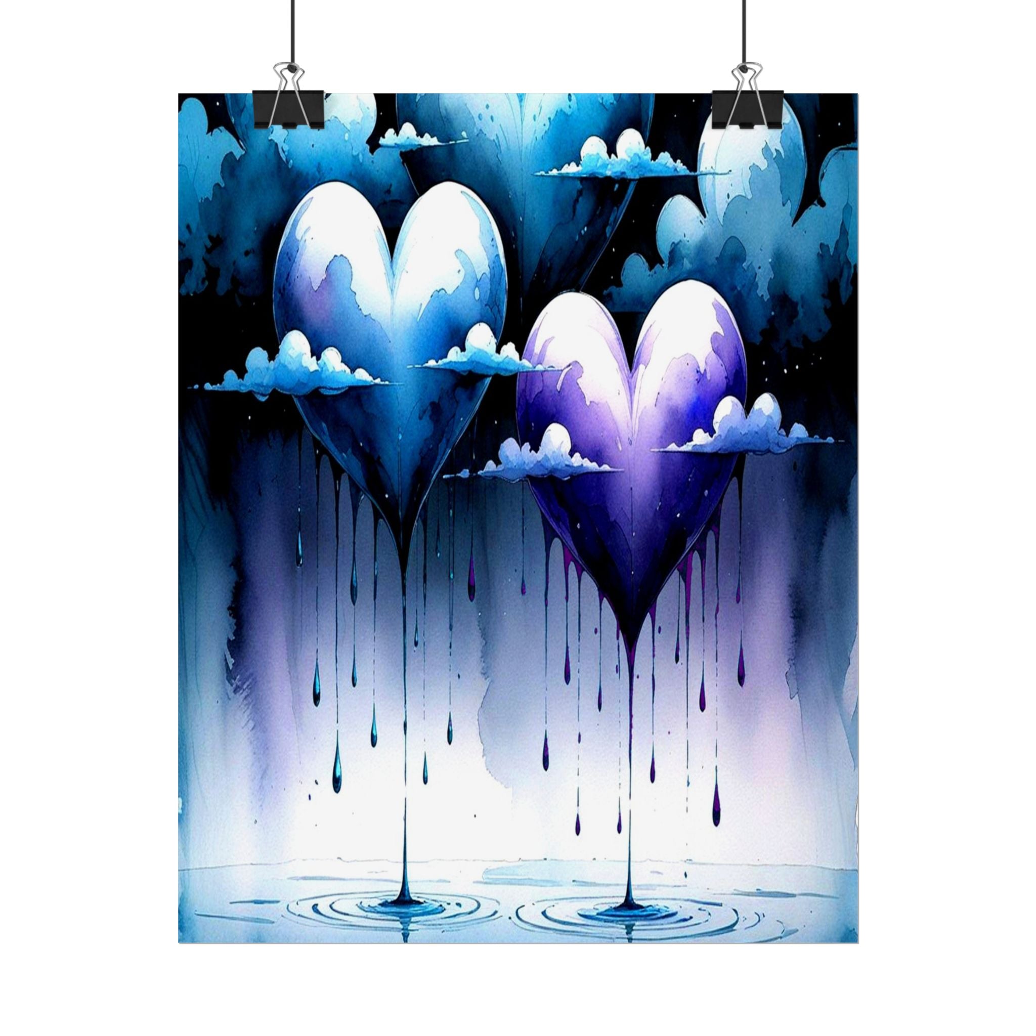Hearts Crying "Love Dies" Rolled Poster — Moody Romantic Wall Art