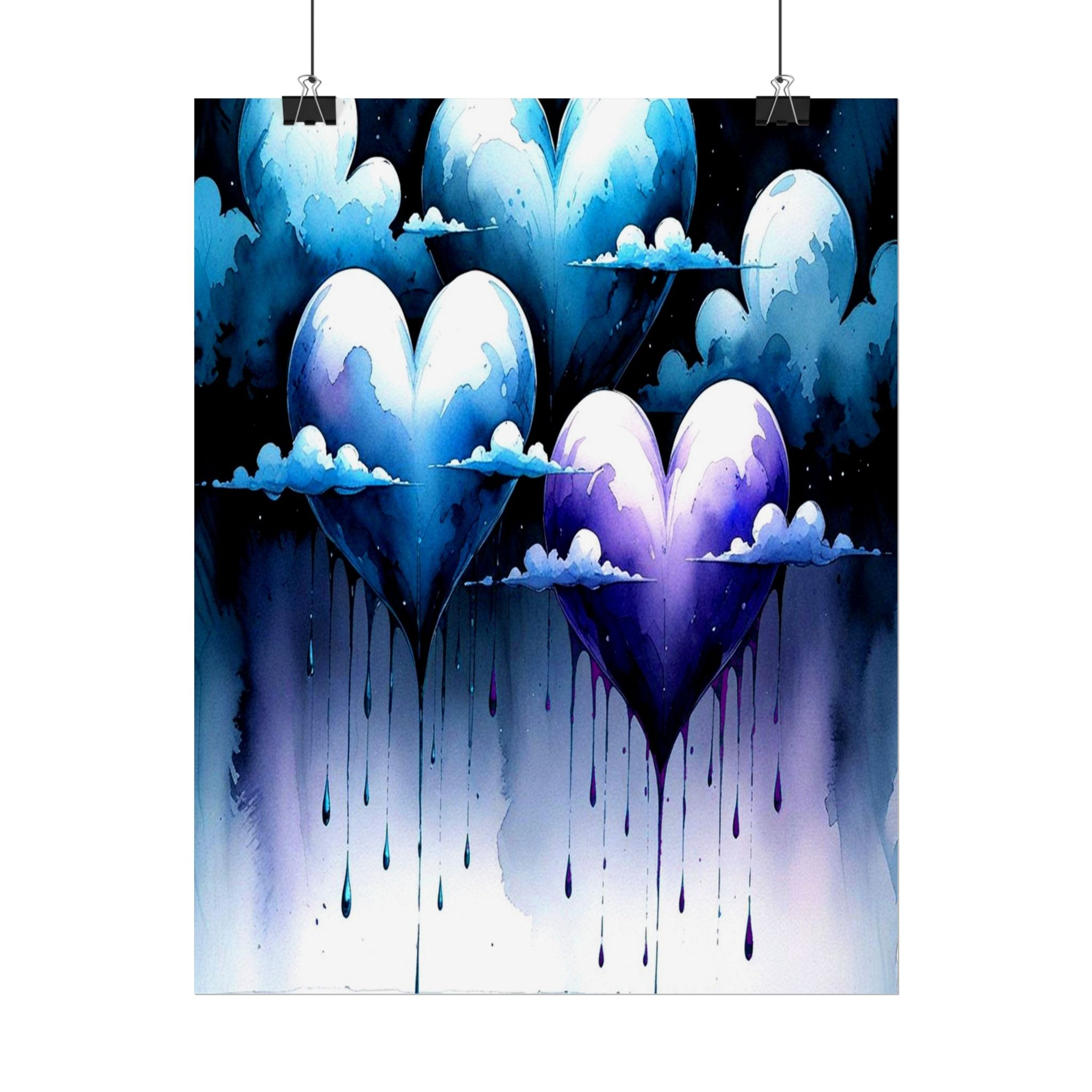 Hearts Crying "Love Dies" Rolled Poster — Moody Romantic Wall Art