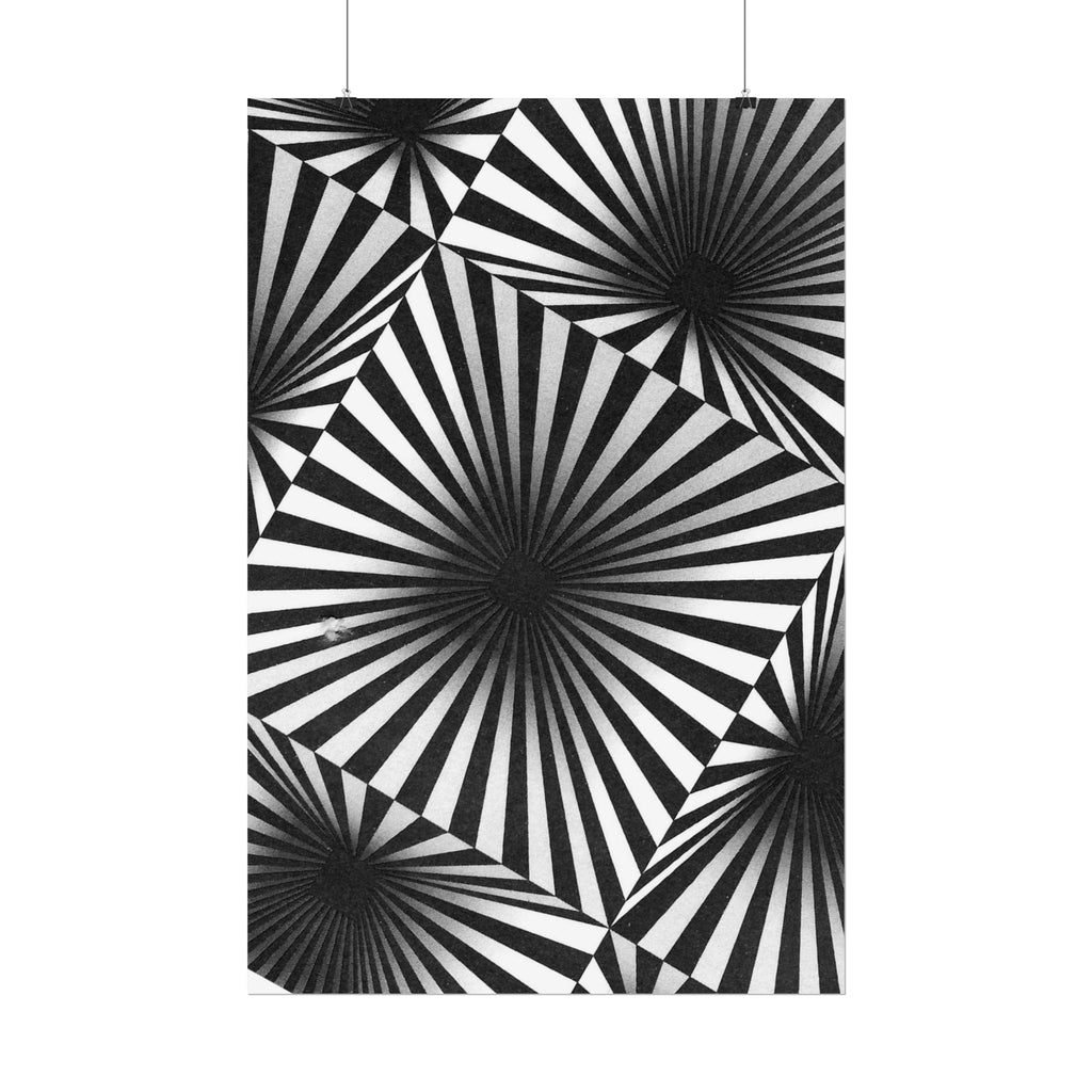 Optical Illusion Poster — Black & White Radial Geometric Wall Art (Rolled Poster)
