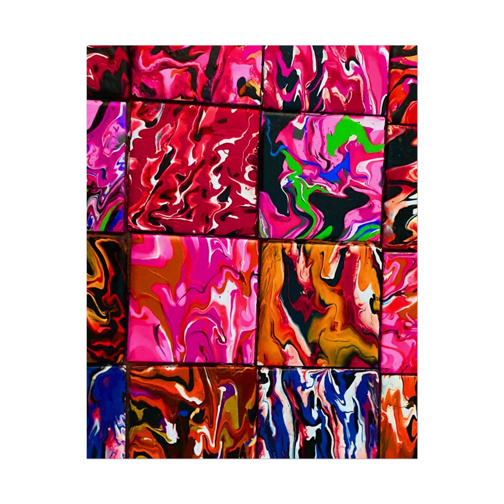 Abstract Marble Grid Rolled Poster — Vibrant Colorful Wall Art=Design by S.S,