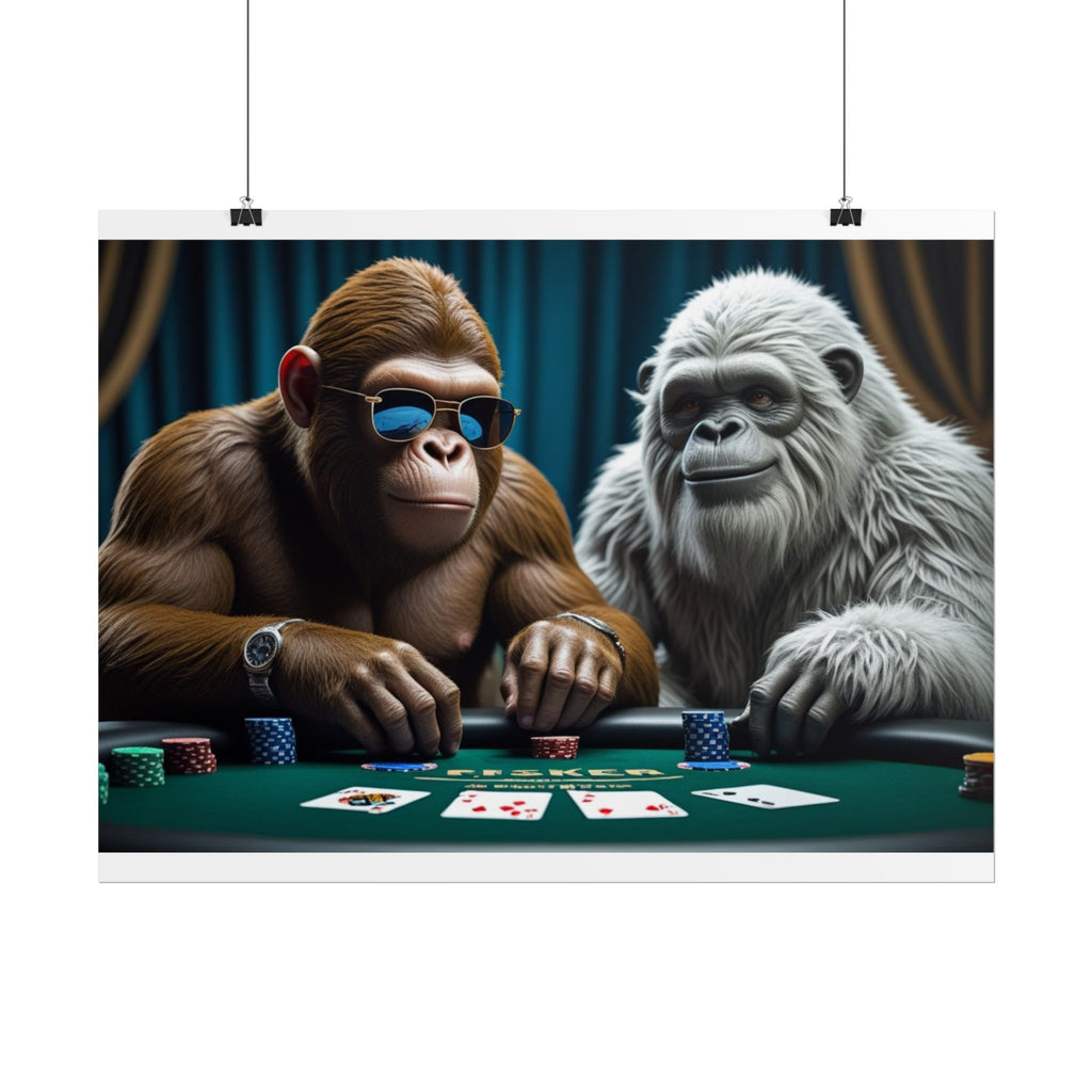 Big Foot and Yeti Playing for Keeps Rolled Poster