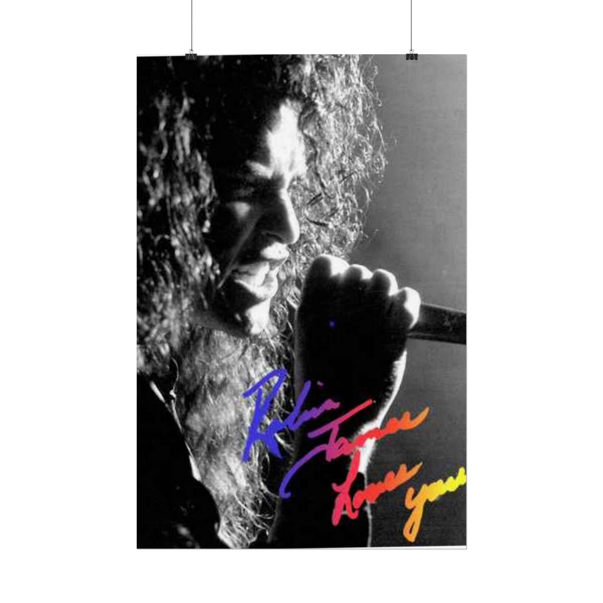 Rolled Poster — Black & White Singer Portrait with Color Script