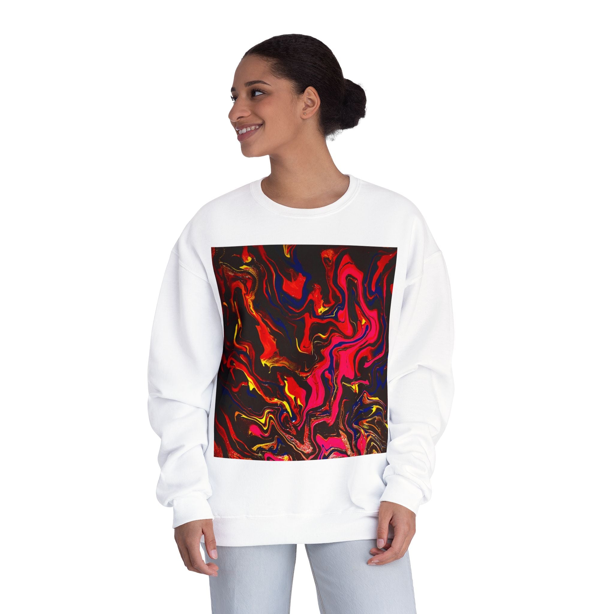 Crewneck Sweatshirt — Abstract Red & Gold Swirl Art Prin.t another S,S, Original