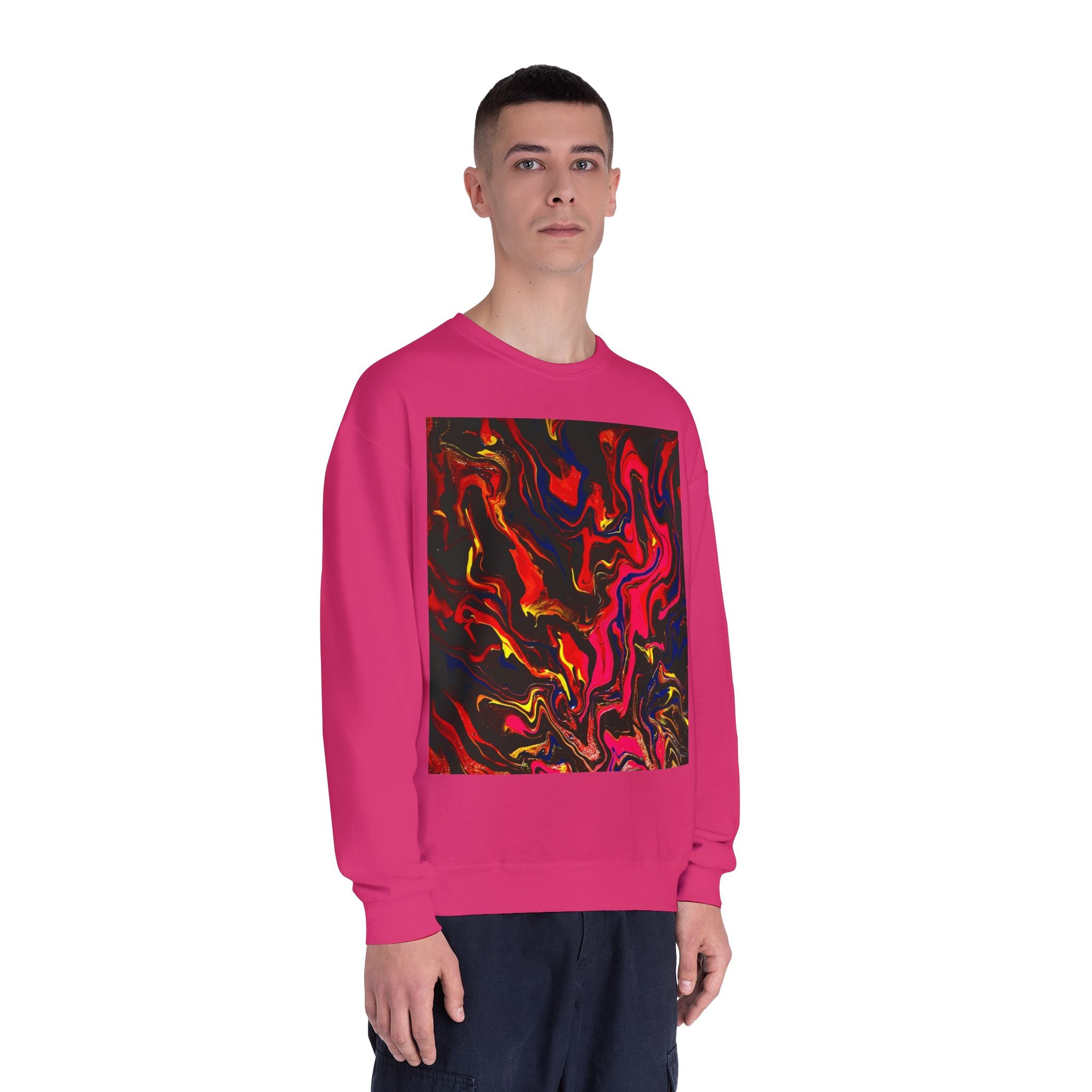 Crewneck Sweatshirt — Abstract Red & Gold Swirl Art Prin.t another S,S, Original