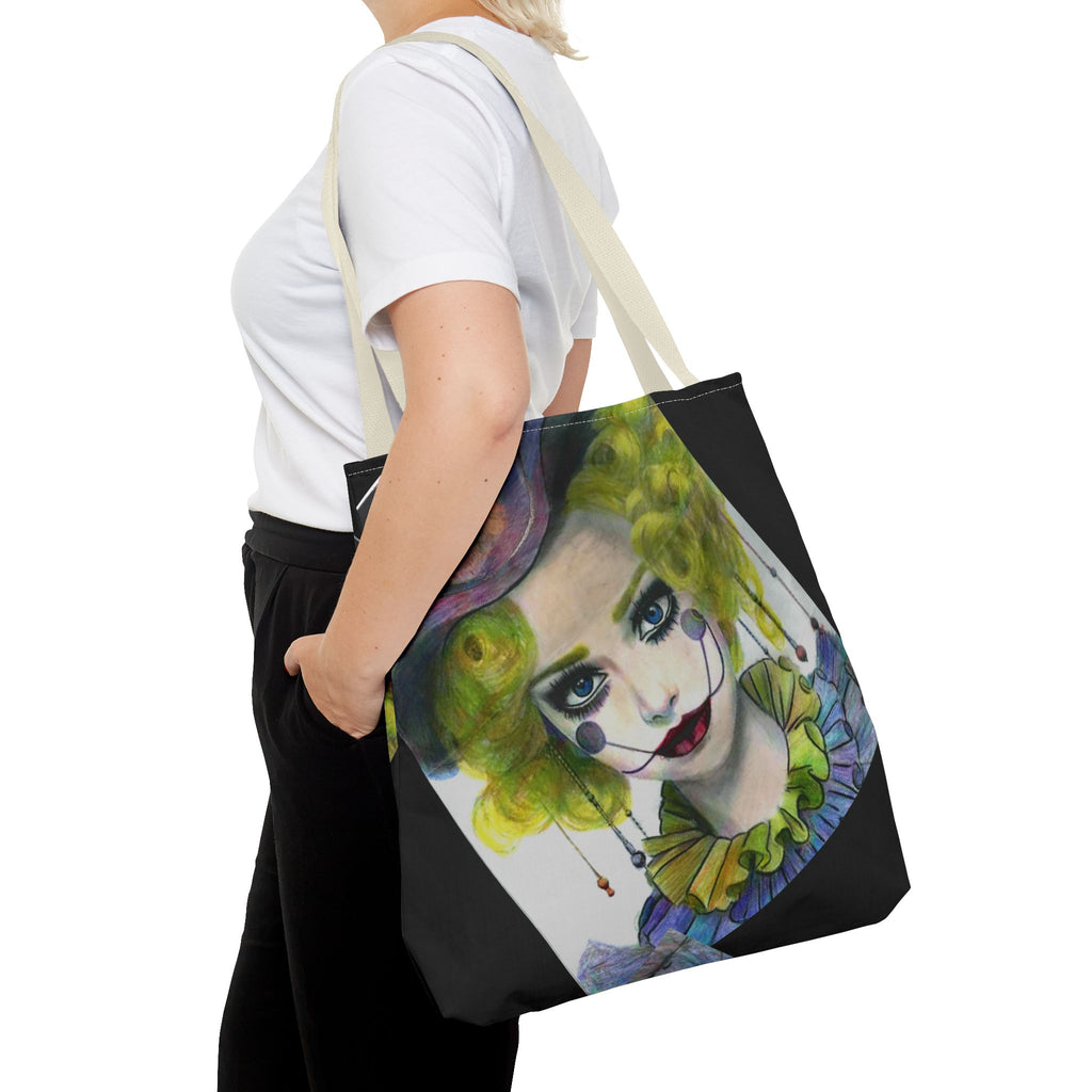 Clown Portrait Tote Bag — Colorful Watercolor Jester AOP Tote