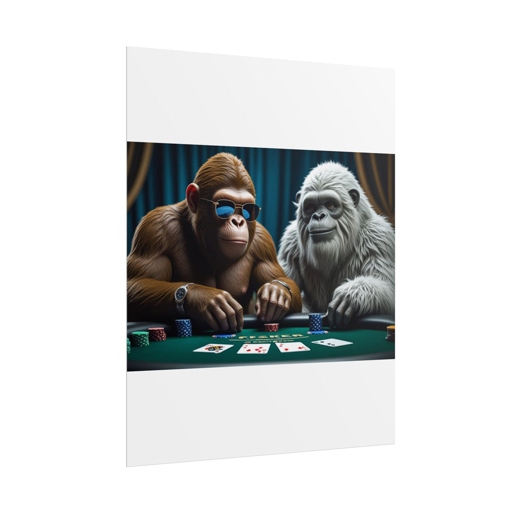Big Foot and Yeti Playing for Keeps Rolled Poster