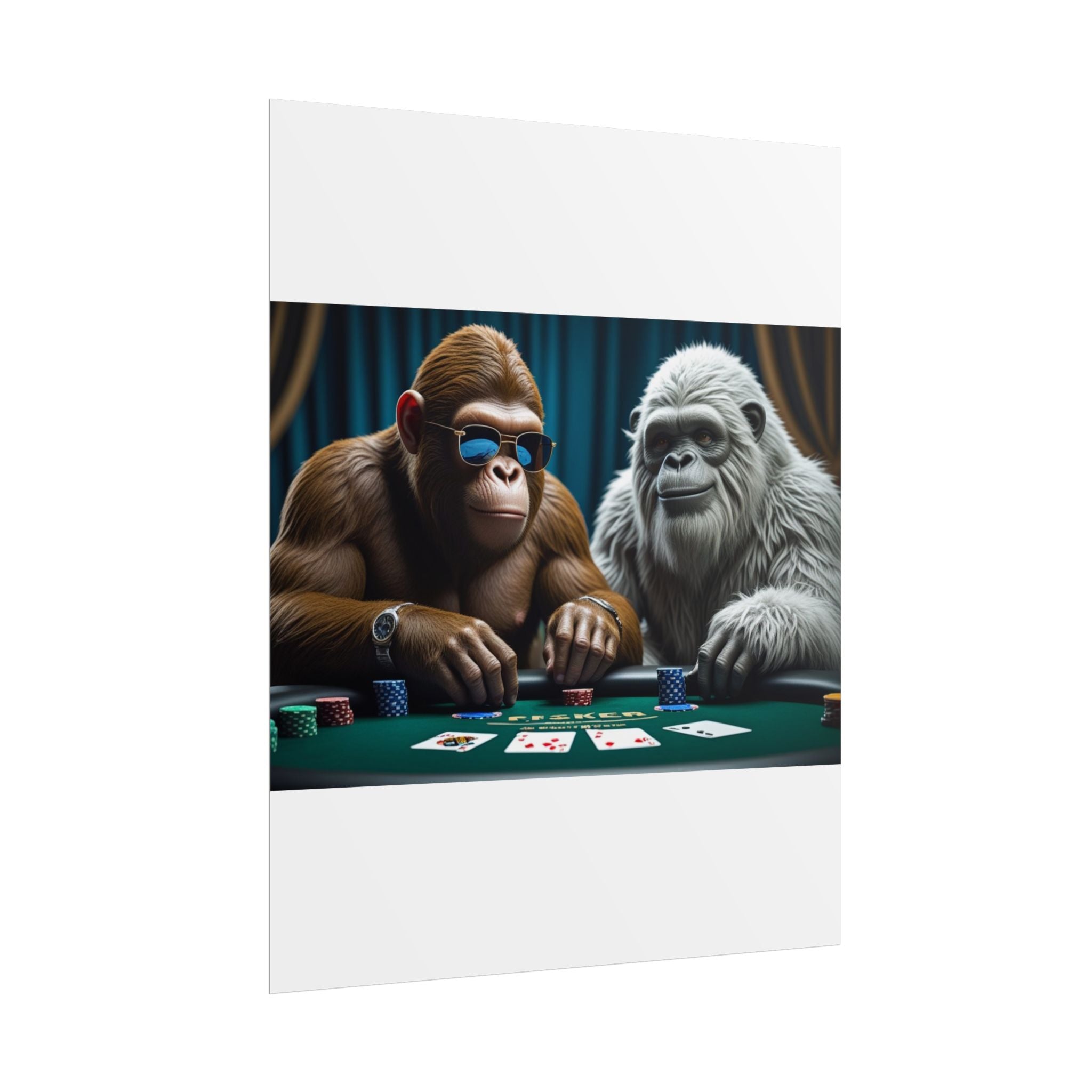 Big Foot and Yeti Playing for Keeps Rolled Poster