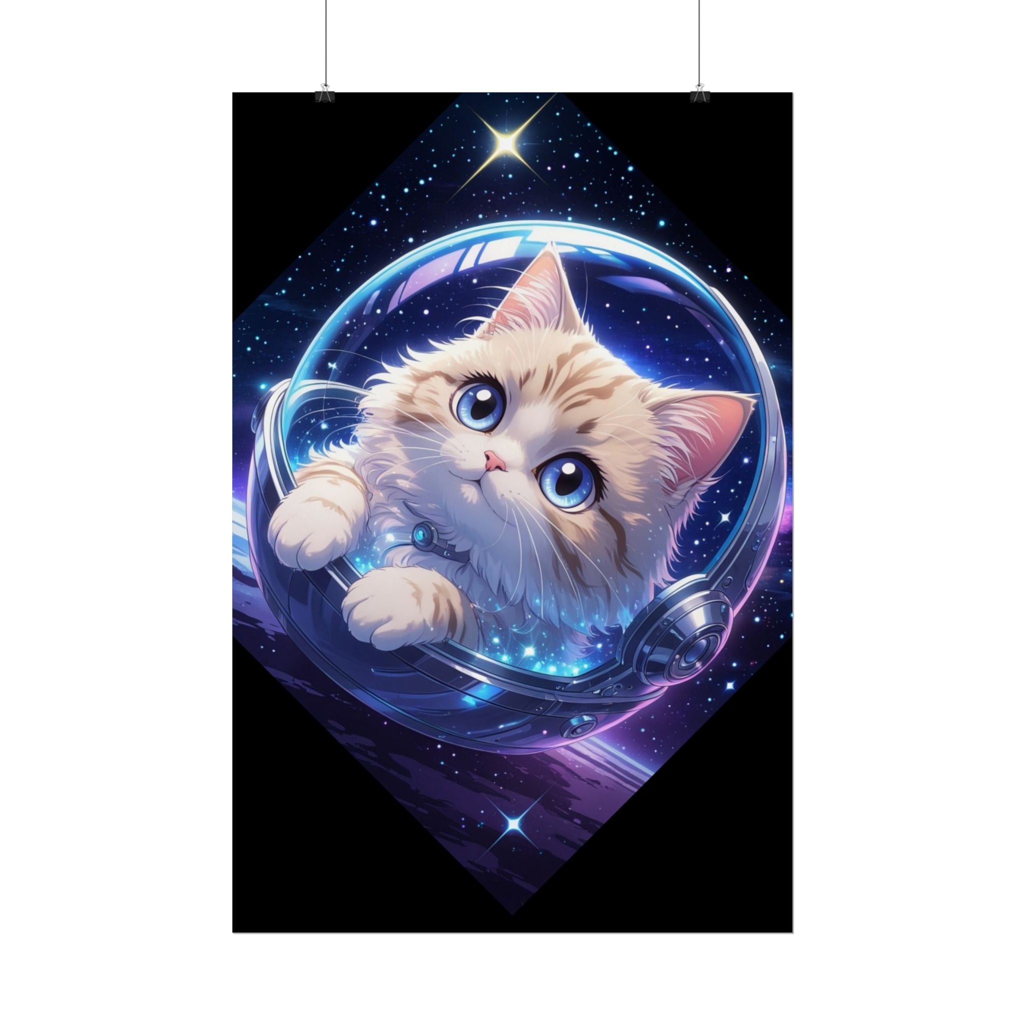 Space Kitty Poster — 'Kitty Kat in Space' Cute Astronaut Cat Wall Art