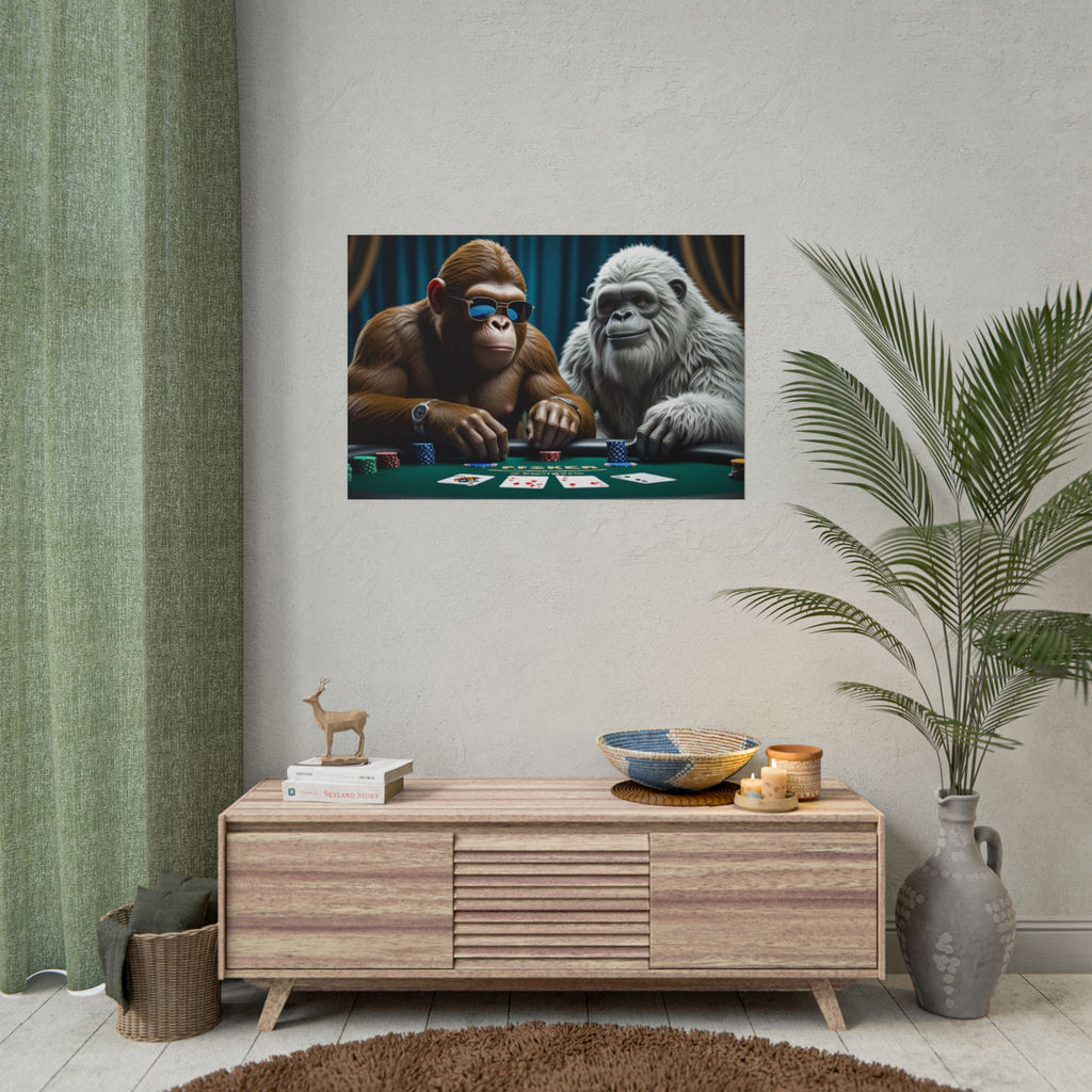 Big Foot and Yeti Playing for Keeps Rolled Poster