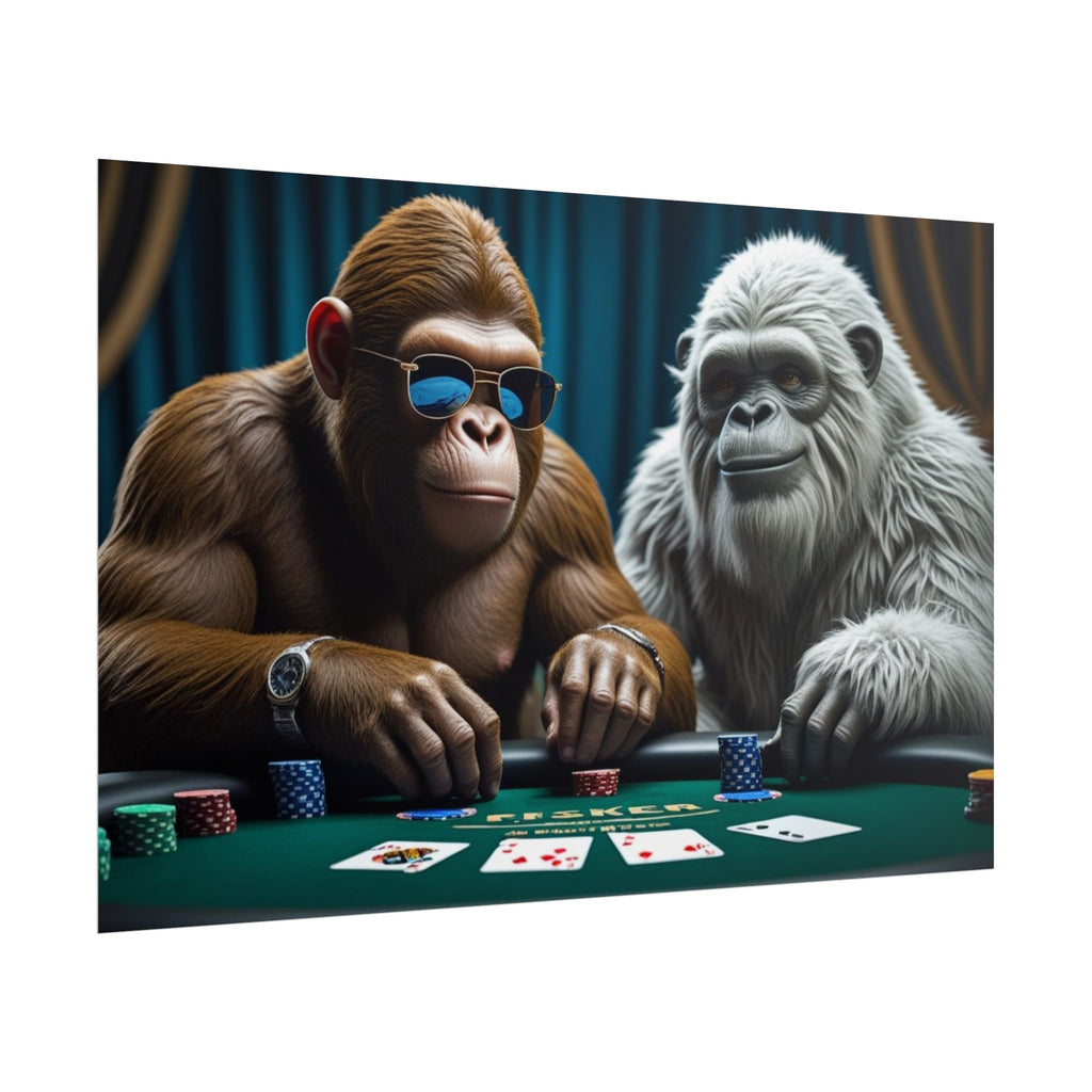Big Foot and Yeti Playing for Keeps Rolled Poster
