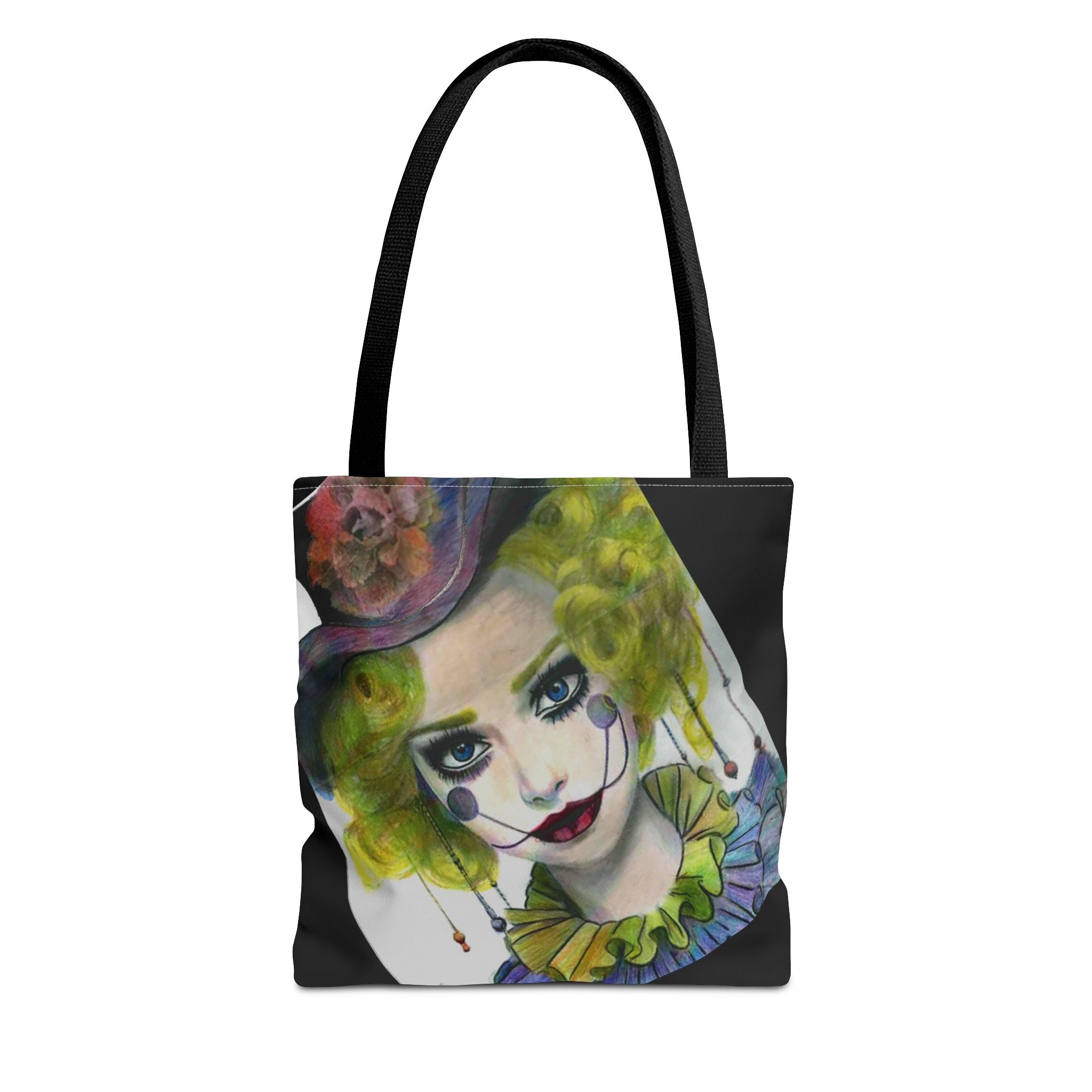 Clown Portrait Tote Bag — Colorful Watercolor Jester AOP Tote