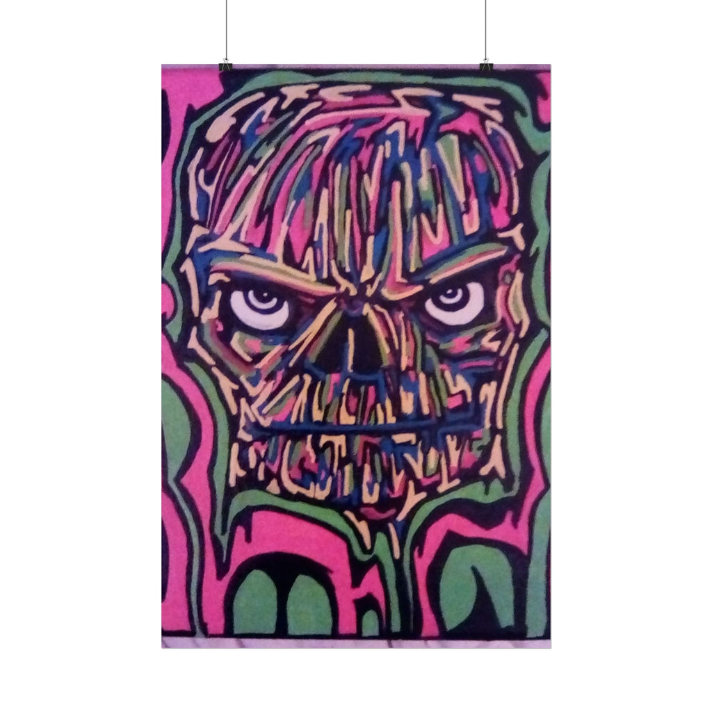 Rolled Poster — Neon Skull Street Art Print
