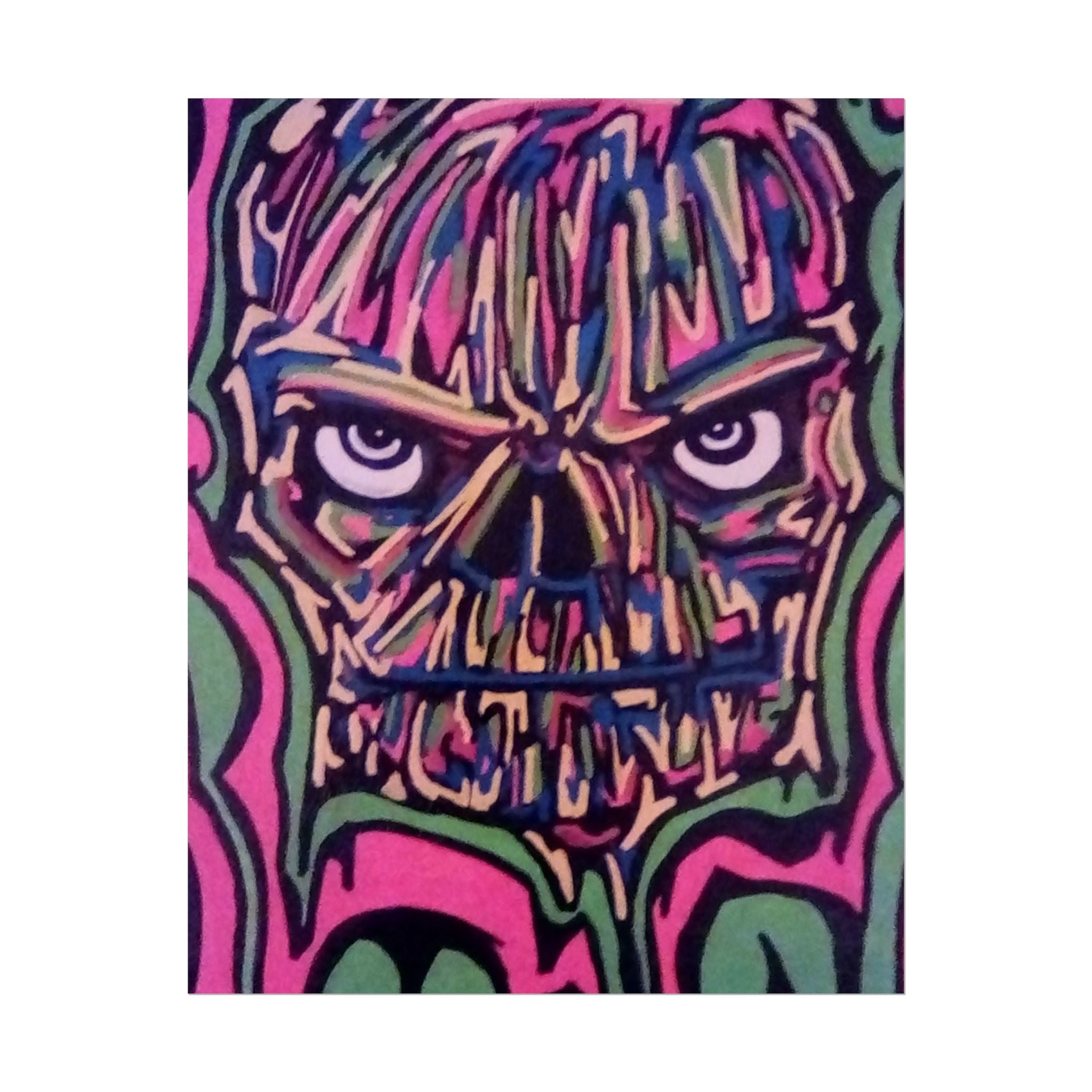 Rolled Poster — Neon Skull Street Art Print