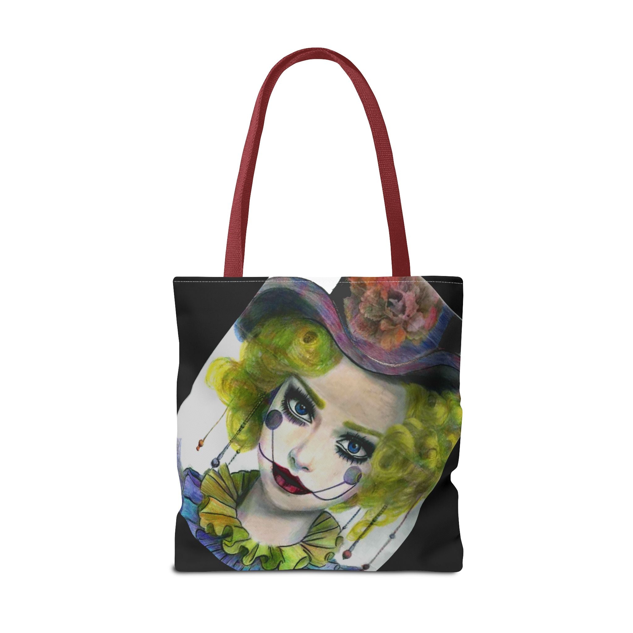 Clown Portrait Tote Bag — Colorful Watercolor Jester AOP Tote