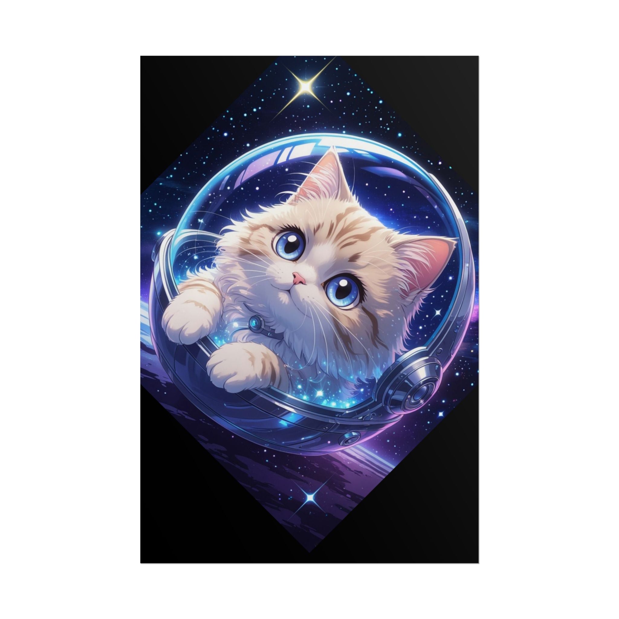 Space Kitty Poster — 'Kitty Kat in Space' Cute Astronaut Cat Wall Art