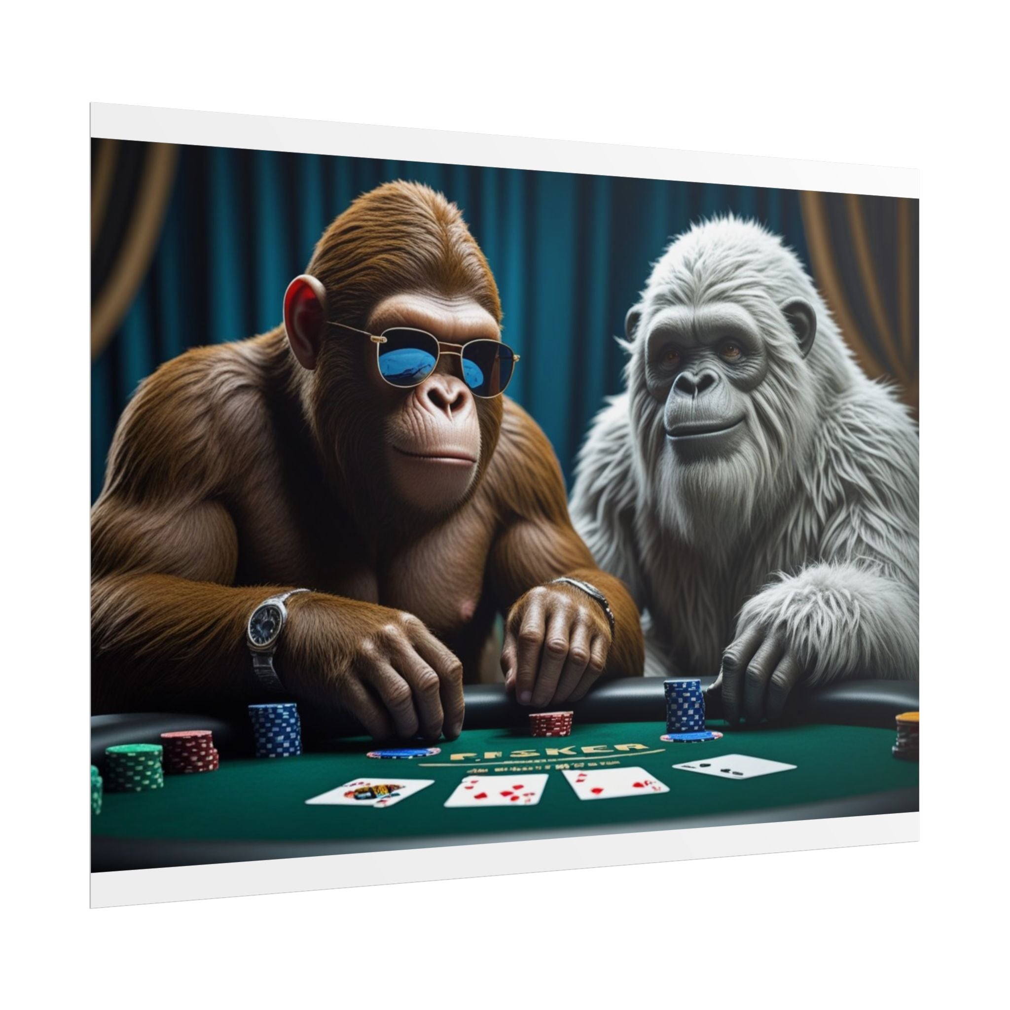 Big Foot and Yeti Playing for Keeps Rolled Poster