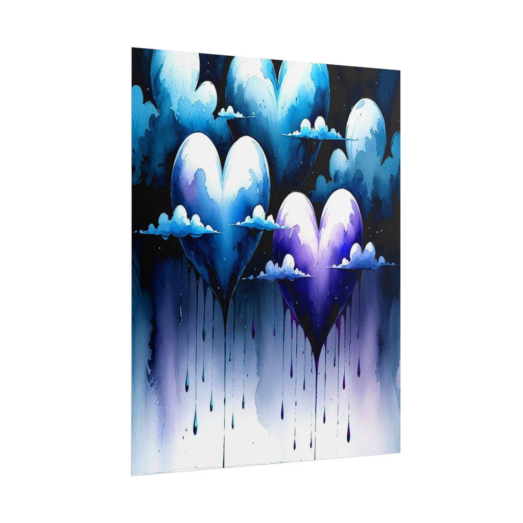 Hearts Crying "Love Dies" Rolled Poster — Moody Romantic Wall Art