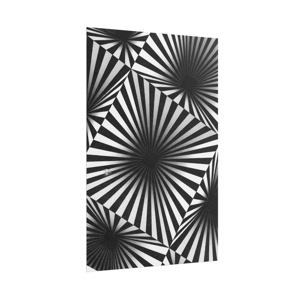 Optical Illusion Poster — Black & White Radial Geometric Wall Art (Rolled Poster)