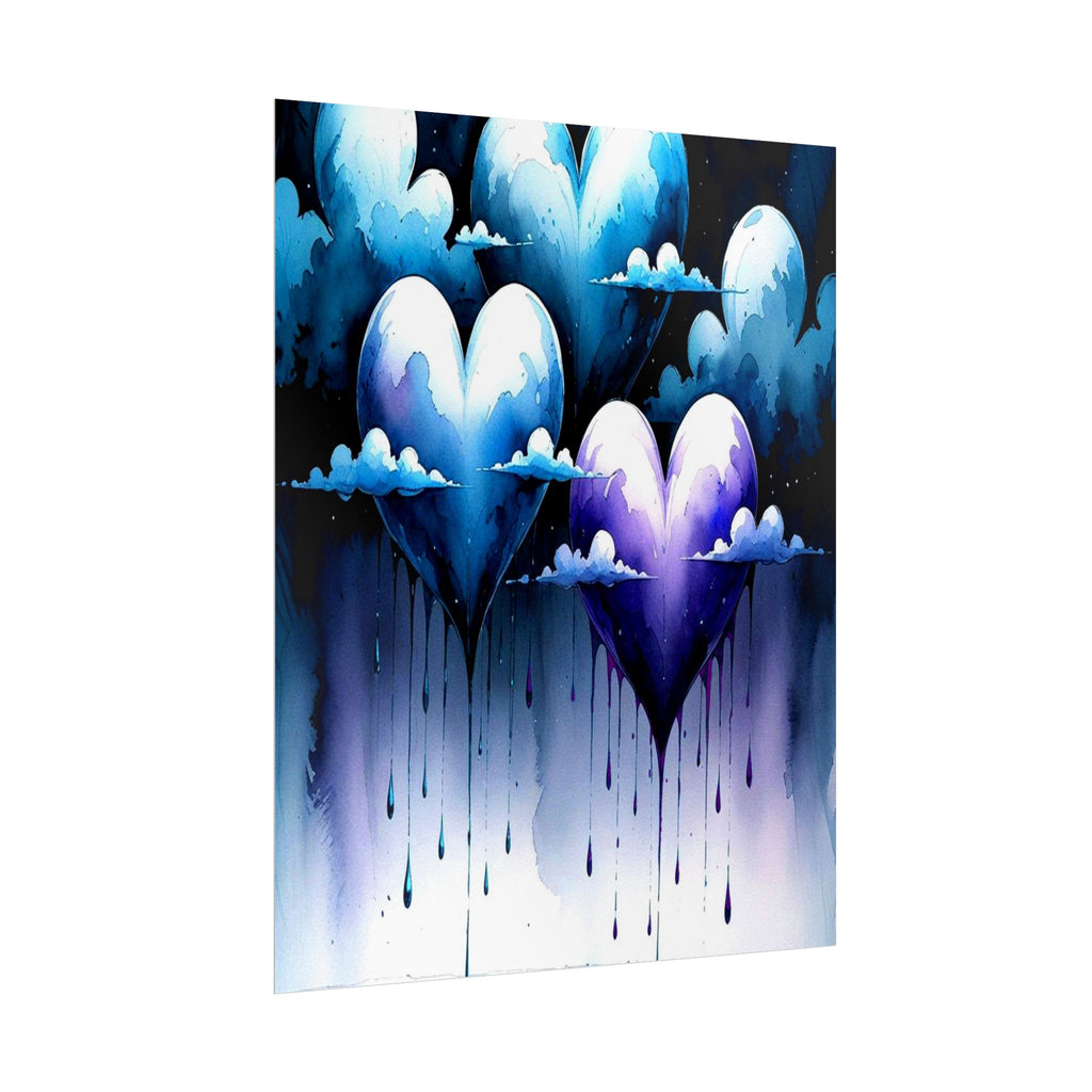 Hearts Crying "Love Dies" Rolled Poster — Moody Romantic Wall Art