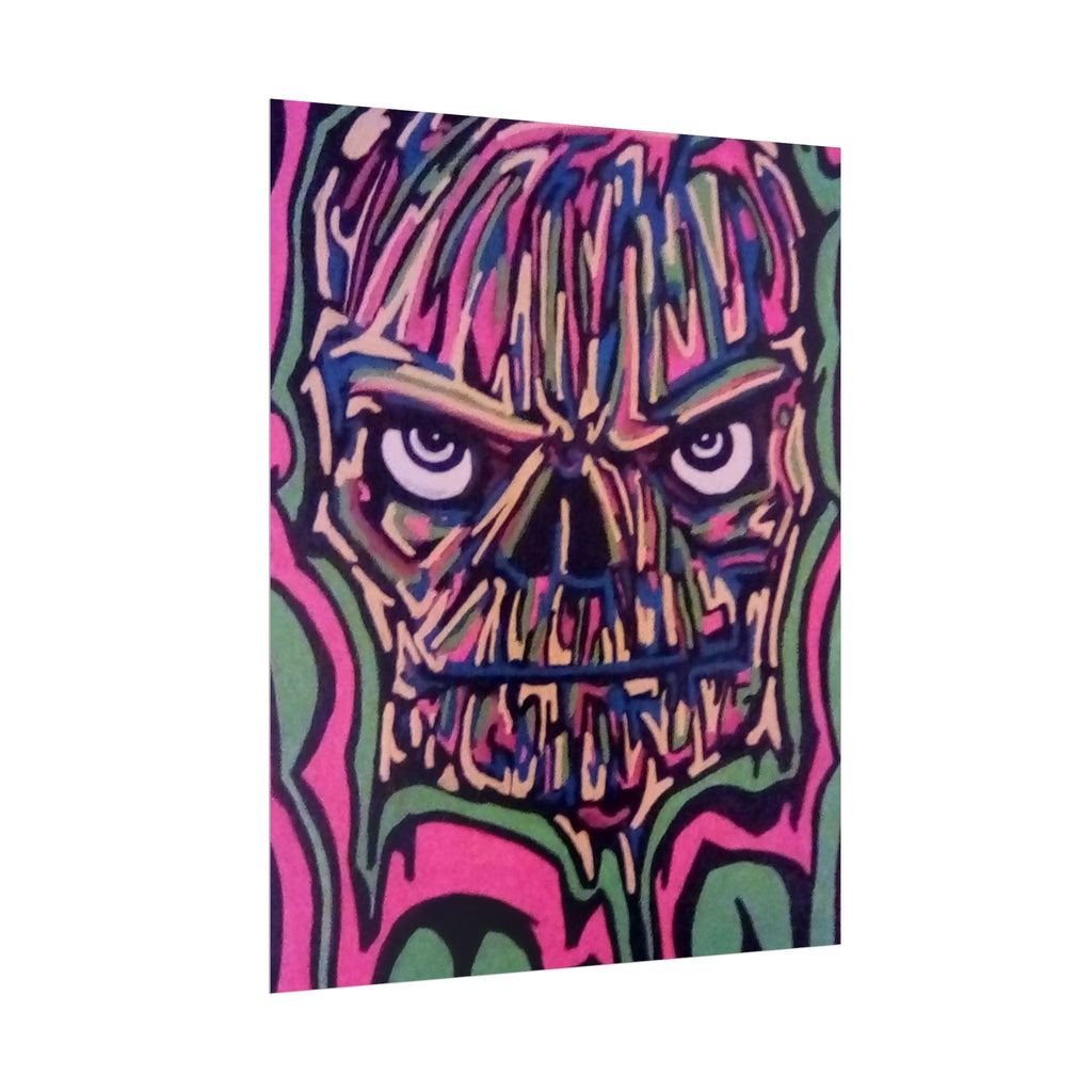 Rolled Poster — Neon Skull Street Art Print