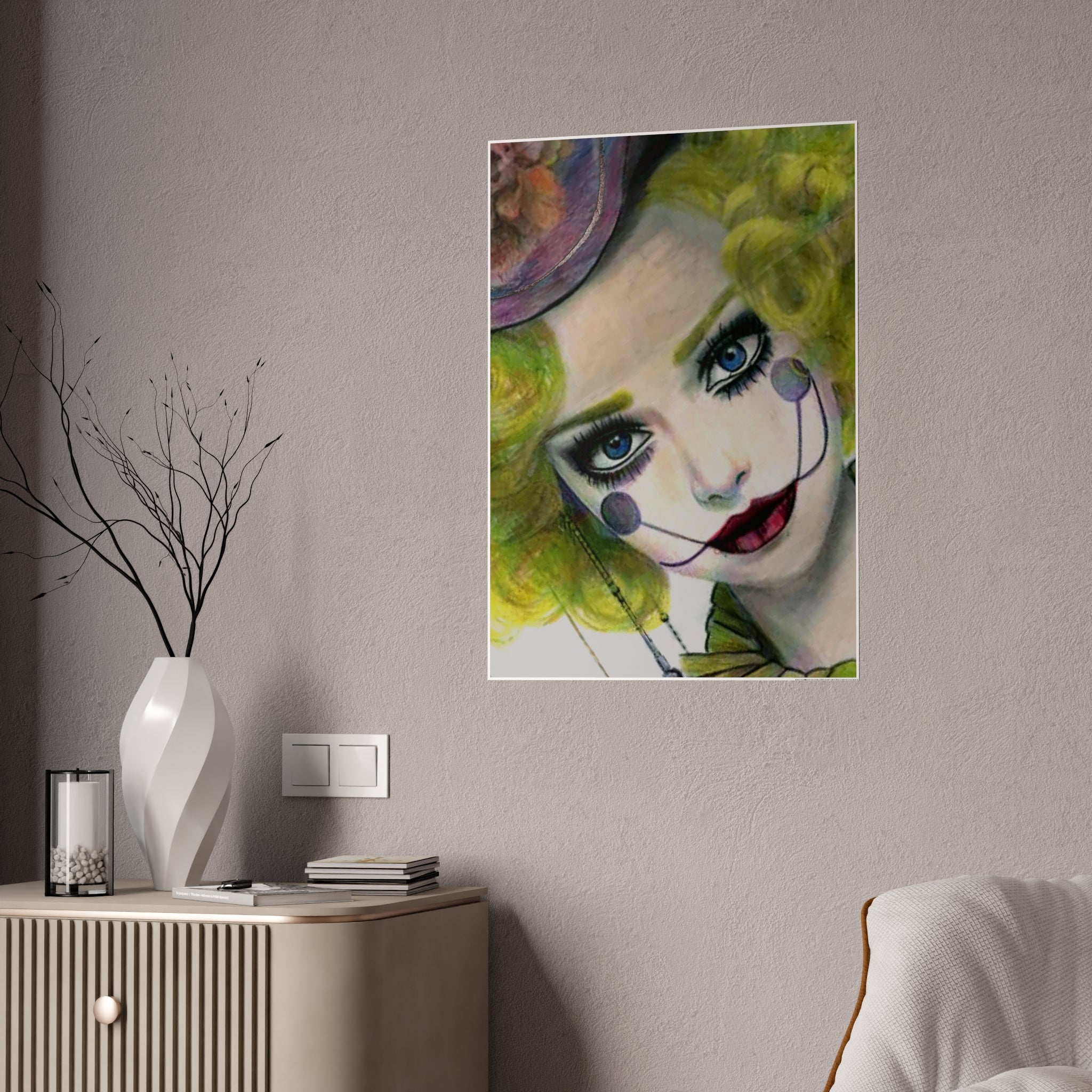 Gloss Poster — Surreal Clown Portrait Art Print